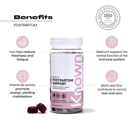 Postpartum Support Gummies by Known Nutrition | Natural Support After Pregnancy | Delicious Natural Mixed Berry Flavour | 60 Two-a-Day Vegan Vitamin Gummies (One Month’s Supply) 