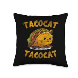 Taco Cat spelled backward is tacocat funny mexican vintage Throw Pillow