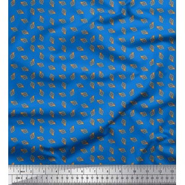 Soimoi Blue Rayon Fabric French Horn Musical Instrument Fabric Prints by Yard 42 Inch Wide