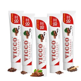 Vicco Pasta de dientes a base de hierbas Vajradanti, contiene 20 hierbas y cortezas ayurvédicas, 100% natural, vegana y sin crueldad animal, 3,53 oz (paquete de 5)