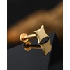 Jewseen 14K Gold Threadless Stud Earrings Star Cartilage Stud Top