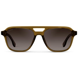 WMP Eyewear – Men’s Polarized Aviator Sunglasses: Double Bridge, Modern Acetate Frame (Crystal Verde/Brown Gradient Lens)