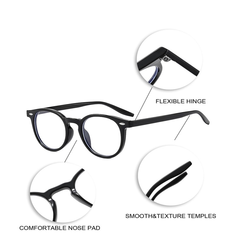 Long Keeper Blue Light Filter Glasses Women Men Retro Round