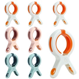 Luxoraiova Pack of 8 Towel Clips for Beach Loungers, Windproof Clothes Pegs, Non-Slip Clothespins, Large, for Everyday Laundry, Bath Towels, Bed Linen and Thick Clothes