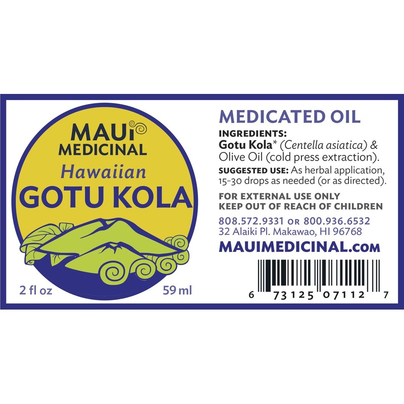 Gotu Kola " Brahmi " Oil 2fl. oz. "Mauifarmacy Grown"