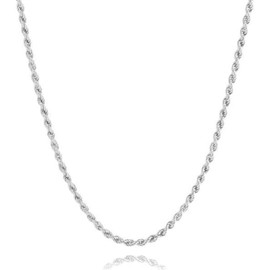 ARGENTO REALE Sterling Silver Diamond Cut Rope Chain Necklace, 1MM 2MM 3MM 4MM 5MM 6MM 7.5MM Braided Rope Chain Necklace, 925 Sterling Silver Necklace