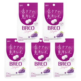 BREO(ブレオ) 江崎グリコタブレット (グレープミント) 17g ×5個 舌ケア 息キレイ 息スッキリ 舌苔 リクローズド パウチ