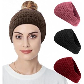 4 Pcs Women's Soft Stretchy Knitted Headband Winter Autumn Ear Warmer Elastic Turban Head Wraps Crochet Chunky Hair Scarves for Daily Wear and Sport (Multiple colors, One size)