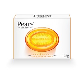 Pears Pure & Gentle Transparent Natural Soap Bar - Made with Natural Oils, Nourishing and Refreshing Bathing Cleanser, Gentle & Soothing Skin Care, Pure Transparency, Pack of 6 x 125g