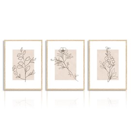 Dazzlewall Beige Botanical Wall Decor Poster Abstract Minimalist Flower Wall Poster for Bedroom Living Room Decor 12x16 in Unframed Set of 3