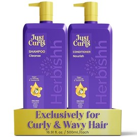 Set Shampoo y Acondicionador Herbishh Just Curls con Aceite de Coco y Aguacate  Fórmula Vegana sin Sulfatos  Nutrición, Hidratación y Definición para 