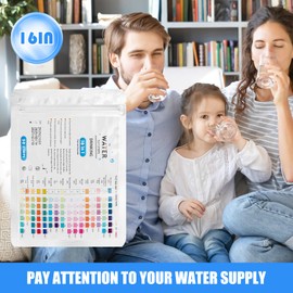 Drinking Water Test Strips, 50 Pcs Water Test Strips for Drinking Water, PH Test Strips, 16-In-1 Water Quality Analysis, PH, Manganese, Nitrate, Iron, Nitrite, Copper, Iron Hardness