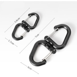 Pack of 4 Double Carabiners, 360 Rotating Double Carabiner, Black Double Carabiner, Chains, Snap Hooks, for Multi-Purpose Backpack, Key Ring, Carabiner, Family Camping, Outdoor