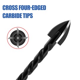 HUHAO 5pc Masonry Drill Bit Set,Concrete Drill Bit Set for Tile Brick Glass Plastic and Wood Carbide Tipped for use with Tile Wall Mirrors and pavers on Concrete or Brick Walls,3/16" to 1/2"