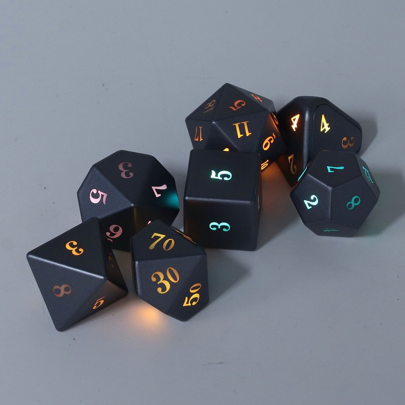7 Pcs LED Dice Set Red Blue Yellow Green Glowing