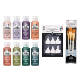 FolkArt, Expressive Mindful Matte Acrylic Craft Kit, Colors, 17 Piece Set with 8 Paints, 6 Fine Tip Tops, and 3 Premium Paintbrushes, 2 fl oz