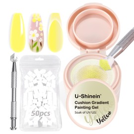 U-Shinein Cushion Gradient Painting Gel, Ombre Nails Aura Nails Full Coverage Precise Control of Each Dip 100pcs Spong & Grabbing Pen Matte Effect Non-Wipe Long Lasting Soak Off UV LED(y)