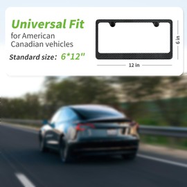 T-carbon Real Carbon Fiber License Plate Frame 100% Handcrafted License Plate Holder Luxury License Plate Frame with Anti-Theft Accessories Wide Black License Plate Cover Fit for US CAN Cars, 2 Holes