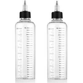 COMNICO 2 Pack Applicator Bottle for Hair 8.5oz Soft Squeeze Empty Oil Dispenser Hair Color Applicator Root Hair Dye PET Plastic Refillable Bottles for Salon Sylist with Graduated Scale and Twist Top