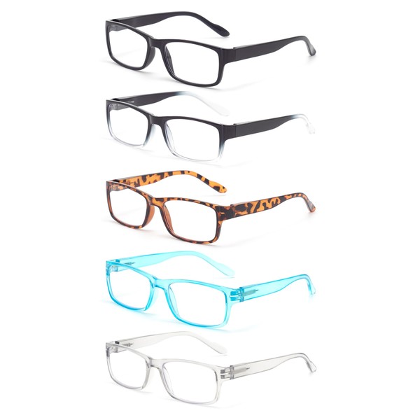 Autojouls 5-Pack Blue Light Blocking Reading Glasses for Women Men