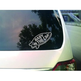 Sticker Town BABY IN THE CAR SURF Surf Baby Car C Gray