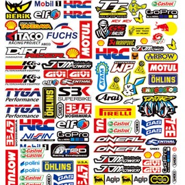 3 Pictures Motorcycle Sticker Sponsors Motocross Motorsport Bicycle Helmet Sticker Vinyl Sticker Suitable for Motorcycles, Skateboard, Car, Scooter Helmet and Off-Road Motorcycles (A)