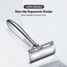 BAILI BD191C Double Sided Safety Razor Rustproof Reusable Manual Safety Razor with Long Handle for Him and Her