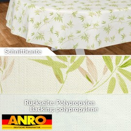 ANRO Oilcloth Tablecloth Washable Oilcloth Garden Tablecloth Outdoor Indoor Oval 220 x 140 cm Cut Edge Bambuk