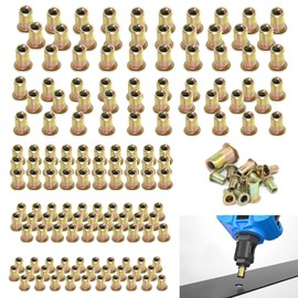 Wkmamo Pack of 150 Carbon Steel Rivet Nuts, M3 M4 M5 M6 M8 Rivet Nuts Thread Rivets, Metric Rivet Nutsert, Thread Rive Nutsert Cap for Fixing Furniture Decorations Crafts