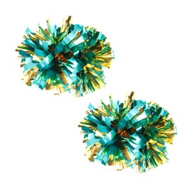 Yuvrwink 2 Pack Cheerleader Cheerleading Pom Poms 6 inch， Cheerleading Poms with Baton Handle Cheer Pom Poms Pompoms for Cheerleading Girls Kids