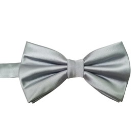 Mens Pre-tied Solid Color Formal Bowties Banded Bow Ties (Light Grey)