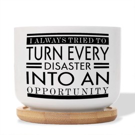 DecStic I Always Tried to Turn Every Disaster Into an Opportunity Ceramic Planter Bible Verse Snake Plant Live Indoor with Pot with Drainage Holes and Saucers Pot for Succulents Cactus Garden
