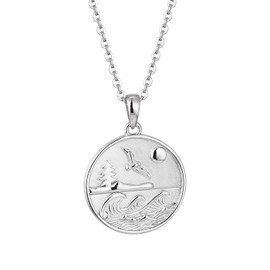 WIOY 925 Sterling Silver Ocean Wave Necklace for Women