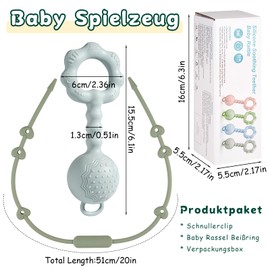Babyspielzeug 0-6 monate - Tikplus Montessori Baby Rassel und Beißring Baby, BPA-frei Silikon Greifling Baby Sensorik Feinmotorik Spielzeug, Zahnungshilfe für 3+ Monate Junge, Mädchen (Grün)
