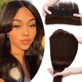 12 inches SEGO One Piece Hair Extensions Clip in Human Hair THICK [#4 Medium Brown] Real Remy Hairpieces for Women 3/4 Full Head Straight Invisible (70g)