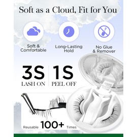 BEYELIAN Portable All-In-One Box Magnetic Eyelashes with Applicator Kit, Reusable Natural False Eyelashes, No Glue Needed Soft Magnetic Lashes for Eye MAGIC-YT19 (Lightweight & Comfortable)