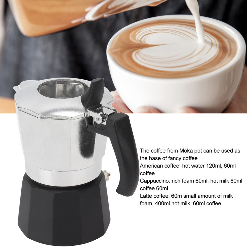 100ml Moka Pot Double Valve High Pressure Black Lower Pot
