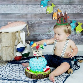 Cheerupp 1st Fishing Birthday Hat for Girls and Boys, Gone Fishing 1st Birthday Hat Crown for Summer Themed First Birthday Party Decorations Supplies