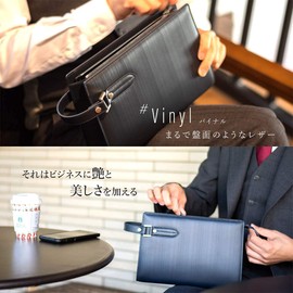 Dom Teporna Men's Cowhide Vinyl Leather Smart Compact Clutch Bag Business Handbag, navy