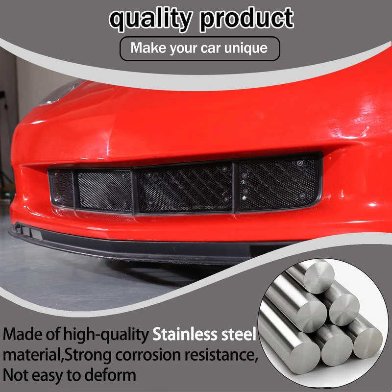 Lcojicep 4PCS Front Grill Mesh Grille Guard Compatible with Corvette