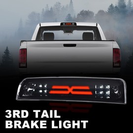 PIT66 3rd Third Brake Light Assembly Compatible With Dodge Ram 1500 2009-2010/Ram 2500 3500 2010/Ram1500 2500 3500 Truck 2011-2017,Black lens Black Housing X