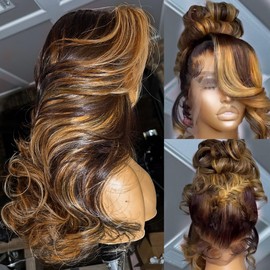 AMIRTY 250 Density 360 Lace Front Wigs Human Hair Pre Plucked Honey Blonde Body Wave Lace Front Wigs with Baby Hair Full 360 Glueless HD Transparent Lace Front Human Hair Wigs for women