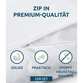 Waterproof Cushion Cover 30 x 50 cm – Pack of 2 – Pillow Protector – Set – 100% Cotton Bi-Ome Molton, Cushion Cover – Zip – Anti-Mite, Antibacterial, Mould Inhibiting and Hypoallergenic