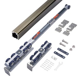 HOWHY Slow Close Barn Door Slide Hardware and Track Set, Heavy Duty Hanger Maximum Load 176 lbs, 59inch Track, Single Door, Bilateral 8-Wheel Dual Damping