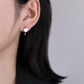 SLUYNZ 925 Sterling Silver Heart Hoop Earrings for Women Teens Love Heart Hoop Earrings Huggie (A-Silver)