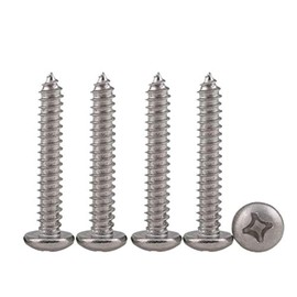 Drenky M5X25 50PCS Phillips Pan Head Screws 304 Stainless Steel Self-Tapping Screws Self-drilling Wood Screws Standard Cross Groove Full Thread Woodworking Fastener (M5X25 50Pcs)
