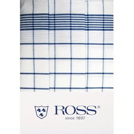 Ross Pack of 3 Cotton Tea Towels Checked 1704 Blue 50 x 70 cm