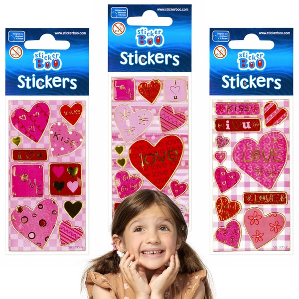 Pink Sticker Set for Kids, Love Stickers
