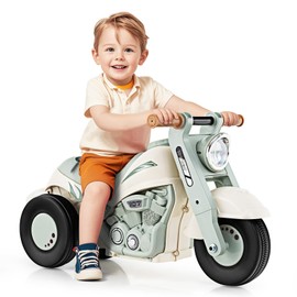 OLAKIDS Ride on Push Car, Foot-to-Floor Sliding Car for Toddlers Kids Motorcycle with Bubble Maker, Music, 3 Wheels Ride on Toys Gift for Boys Girls Aged 3-5 Years (Beige)