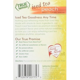 PEACH ICED TEA MIX by TRUE LEMON | Instant Powdered Drink Packets That Quench YOUR Thirst, Kit Includes 4 Boxes of Mouth Watering True Citrus PEACH (ICED TEA)